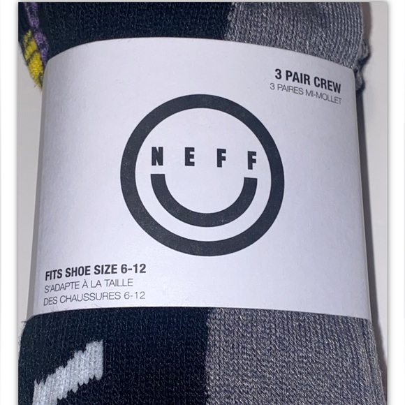 Neff Crew Socks 3 Pair Men 6-12 Multicolor w Don’t Trip & Logo Skate BMX Ride - Picture 4 of 12